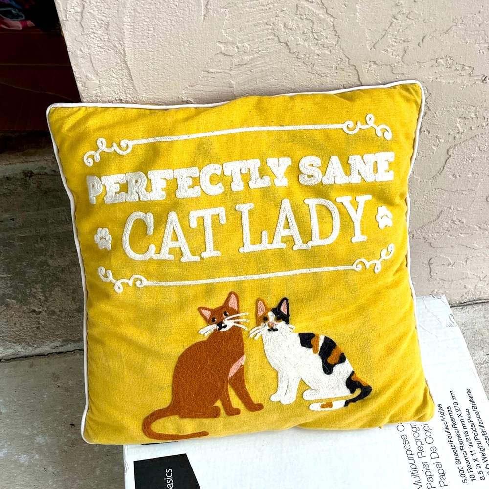 Colorful Cat lady  Pillow! Yellow
